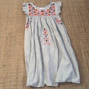 Pink Chicken Allegra & Luca Marabelle Blue White Stripe collab embroidery dress